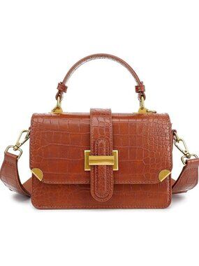 Women's A-brown Leather Satchel Small Classy Crossbody Bag Purse Fashion Handbag